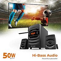 lapcare Badshah LUS‑207 Bluetooth Home Theatre – 50 W 2.1, Wooden Cabinet, High-Bass Stereo Sound | USB, Aux, FM Inputs | Remote Control