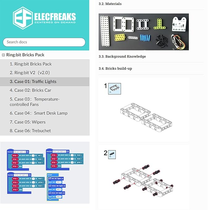 ELECFREAKS microbit Ring:bit 6-in-1 Building Bricks Kit, Programmable STEM Educational Learning Kit with 200+ Building Blocks(Without Micro:bit)