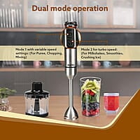 AGARO Grand 1000 Watts Hand Blender With Chopper, Jar & Whisker, 2 Variable Speed Modes & Speed Regulator, Stainless Steel Blades(Black), 400mmx60mm