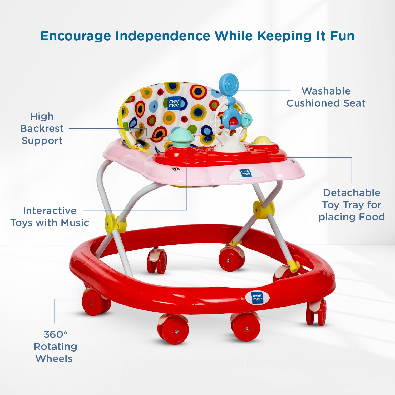 Mee Mee - Baby Walker - Pink/ Red