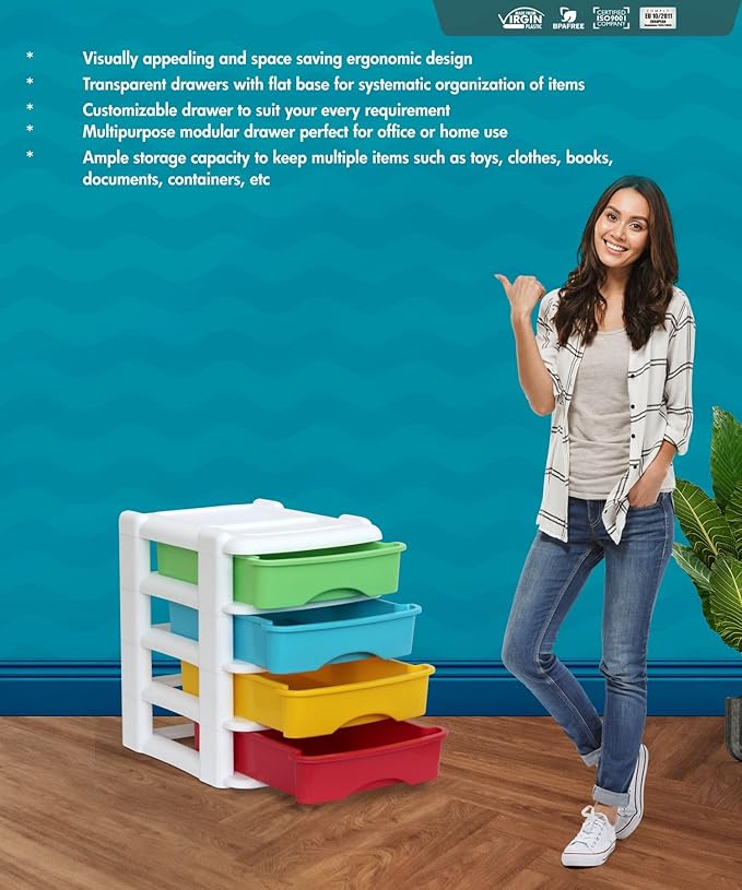 Signora ware Multipurpose Modular Drawer Small 4 Tier 6.5 Each Drawer