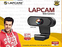 Lapcare Lapcam HD 720MP Webcam – 720p HD Video | Noise-Isolated Microphone | Wide Angle Lens | Low-Light Performance | USB Plug & Play | Black
