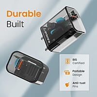 Ambrane 18W Wall charger USB Port, Quick Charge 3.0, BoostedSpeed Mobile Charger Adapter Fast Charging, Compatible with Android Mobile, Headphones, TWS, Game Console, Power Banks