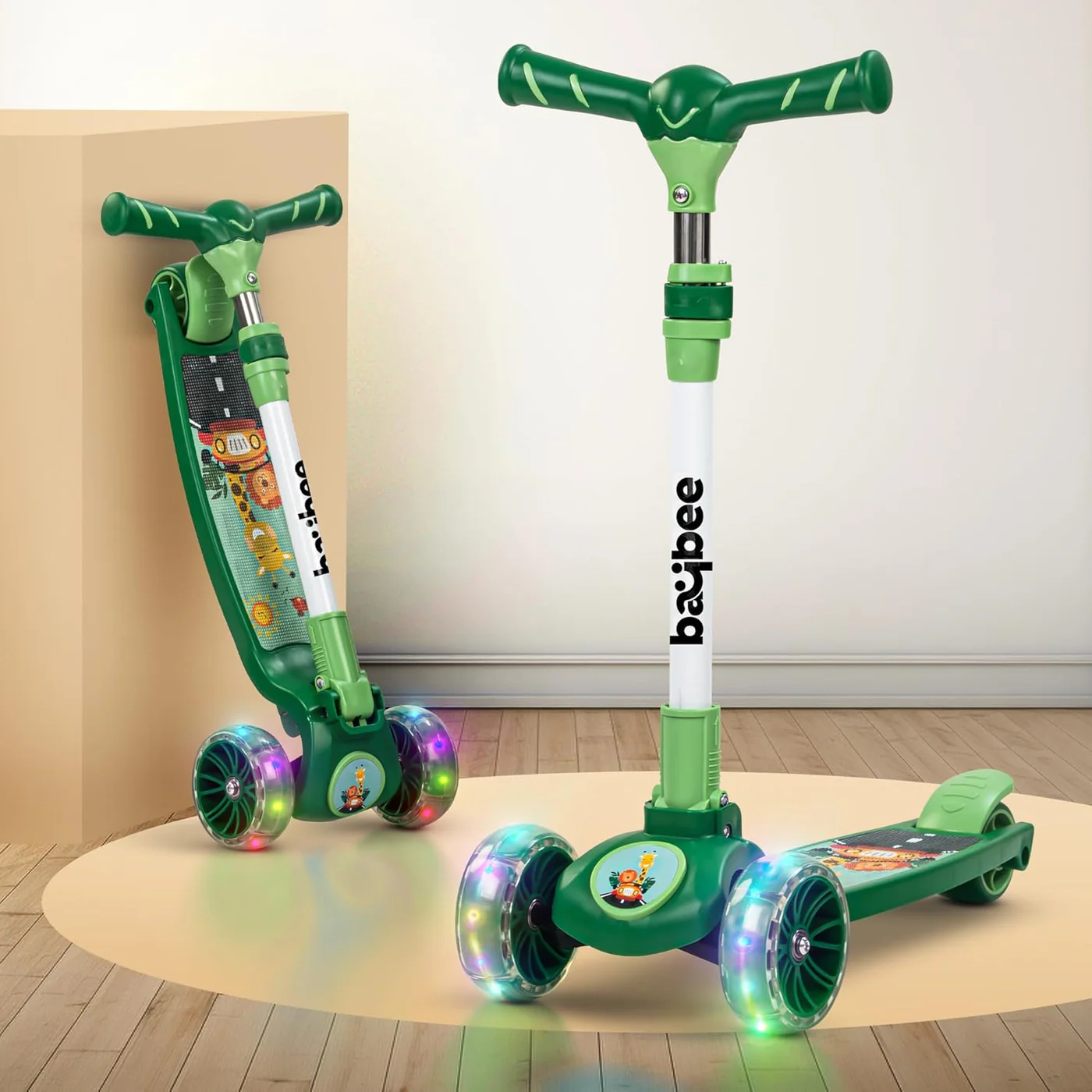 Baybee Kitty Kick Scooter for Kids, Foldable Kids Scooter- Green Baybee Kitty Kick Scooter for Kids, Foldable Kids Scooter- Green