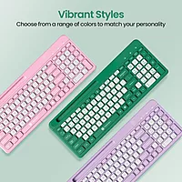 Portronics Bubble Square Bluetooth + Wireless Keyboard – Multimedia Keys  | Green | 1 Year Warranty