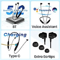 ZEBRONICS Yoga N3 with 46 Hours Backup,Bluetooth V5.2 Wireless Neckband,Enc Calling,Gaming Mode (Upto 50Ms),Voice Assistant,Dual Pairing,Splash Proof&Type C in-ear