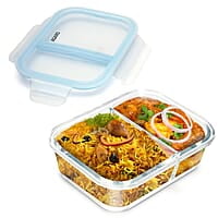 AGARO Compartment Lunch Box/Container 600Ml, Office Tiffin Box for Men & Women, Borosilicate Glass Body