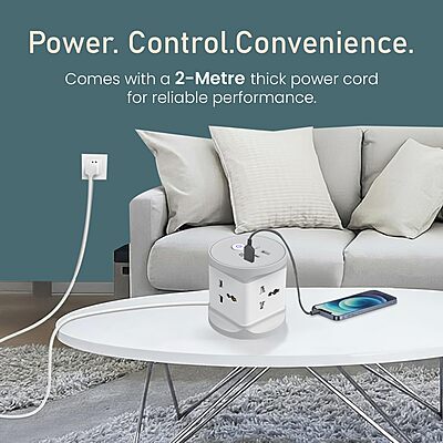 Portronics Power Plate 9 Pro 2500W Desktop Charging Station with 4 Sockets USB-A & Type-C