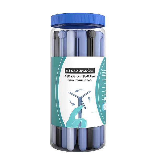 Classmate Spin Ball Pen (20 Blue Pens & 5 Black Pens)- Pack of 1