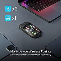 Portronics Toad 5 Transparent Bluetooth Mouse with 2.4 GHz & BT 5.3 Dual Wireless, Rechargeable, RGB Lights, Connect 3 Devices, Sleek Design for Laptop, Smartphone, Tablet