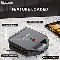 Lifelong LLSM120G Sandwich Griller, Classic Pro 750 W Sandwich Maker with 4 Slice Non-Stick Fixed Plates