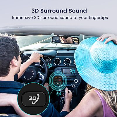 Portronics Auto 10 | Bluetooth Car Receiver | Fast charging | Stream music & hands-free calls | Dual USB ports | Compact design.