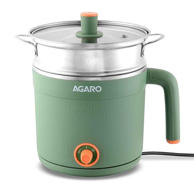 AGARO Regency Multi Cook Kettle With Steamer, 1.2L Inner Pot, Double Layered Body, Variable Temperature Settings