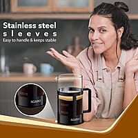 AGARO Delite French Press Coffee And Tea Maker, Borosilicate Glass Body With Sleeves, Glass Carafe, BPA Free Plastic Lid Strainer, 600Ml