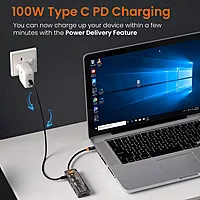 Portronics MPort View Two – 6-in-1 USB-C Hub, 4K HDMI, 3 USB 3.0 Ports, SD/TF Card Reader, Ethernet Port, Compact Design, Ideal for Laptops, Supports 4K Video Output, Plug and Play.