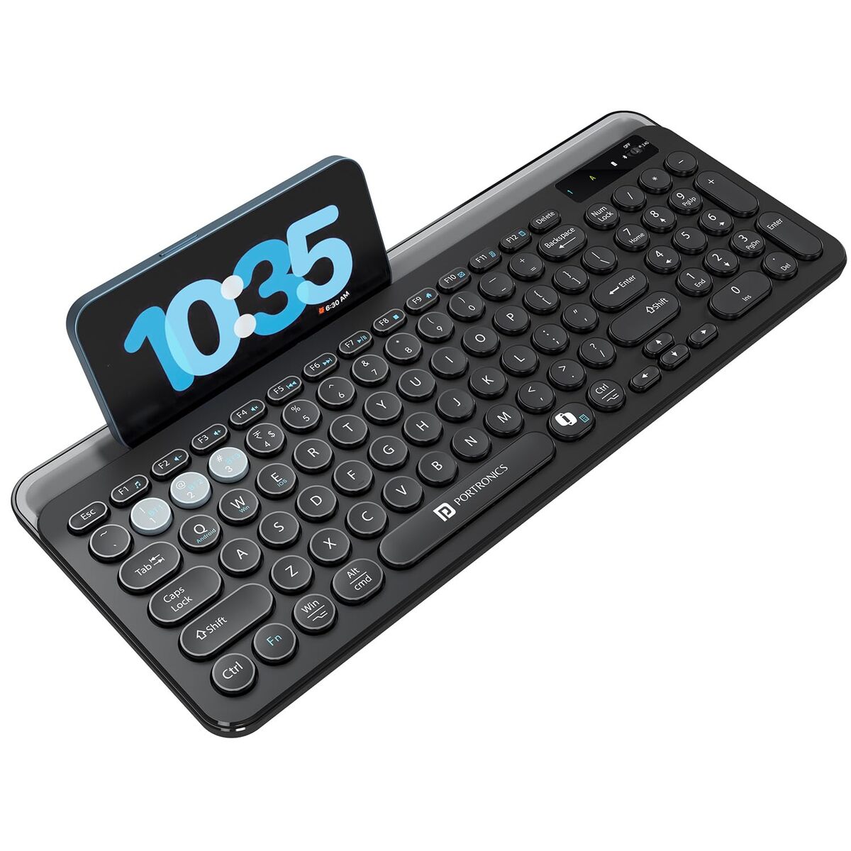 Portronics Bubble 3.0 Bluetooth + Wireless Keyboard – Grey & Black | Numeric Keys |  1 Year Warranty