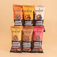 EAT BETTER CO Assorted Laddoo Box-24 Laddoos In 6 Different Flavors|95% Dry Fruits|Sugar-Free|100% Natural|Energy Bar Replacement|High Protein & Instant Energy-Healthy Snacks, 240 Gram