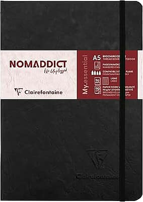 Clairefontaine 793461C Age Bag Collection A My.Essential Black Sewn Elasticated Notebook - A5