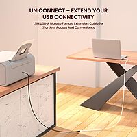 Portronics UniConnect 1.5M USB Cable – Male to Female | 1.5M | White | 1 Year Warranty