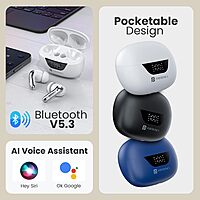 Portronics Twins 28 ANC – TWS Earbuds, 50H Playtime, White. Experience immersive sound with active noise cancellation, long battery life, and a sleek design for ultimate comfort and style.