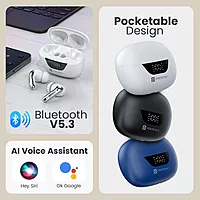 Portronics Twins 28 ANC – TWS Earbuds, 50H Playtime, White. Experience immersive sound with active noise cancellation, long battery life, and a sleek design for ultimate comfort and style.