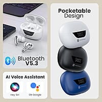 Portronics Harmonics Twins 28 ANC TWS in Ear Earbuds with Smart Touch Control, 50 Hours Playback, Quad Mic ENC