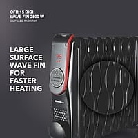 Havells OFR 15 Wave Fin DIGI with 3 Heat Setting, 2500 watt, Automatic Digital Control of Temperature