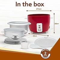 AGARO Elegant Electric Rice Cooker, 1L, 400W, Automatic Boiler, Steamer, Removable Aluminium Pot