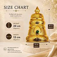 Traditional Gold Plated Crown Kalasam for Deity | Decorative Temple Head Crown with Blue Stone