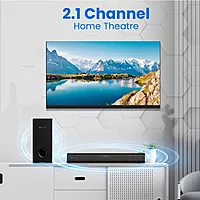 Portronics Pure Sound 106 – 120W 2.1 Home Theatre Soundbar delivers rich sound, powerful bass, stylish design, and versatile connectivity options.