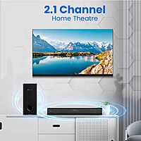 Portronics Pure Sound 106 – 120W 2.1 Home Theatre Soundbar delivers rich sound, powerful bass, stylish design, and versatile connectivity options.