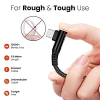 Ambrane 2 in 1 Type-C & Micro USB Cable with 3A Fast Charging Mobile Cable, 480 mbps Data Sync