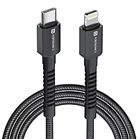 POR 2168 Konnect X C-Lightning – 27W Type-C to Lightning Braided Cable | 2M | Black | 06 Months