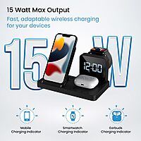 Portronics Bella – 15W 3-in-1 Wireless Charger for Apple Devices, designed for seamless charging of iPhone, AirPods, and Apple Watch. Compact, stylish, and efficient for your tech needs.