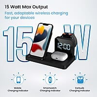 Portronics Bella 15 W 3 in 1 Wireless Charger for iPhone 15/15 Plus/15 Pro/15 Pro Max, iPhone 14/14 Plus/14 Pro/Max, iPhone 13, 13 Pro/Max, Airpods 3rd/2nd gen and Apple Watch Series