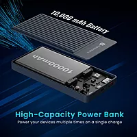POR 2250 Luxcell B 12 10K Power Bank – 10000mAh | 12W Charging | USB & Type-C Input & Output | Black