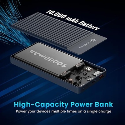 Portronics Luxcell B12 10,000mAh 12W Power Bank, Ultra Slim Power Bank with USB-A Output Port & Dual Input Ports (Micro & Type C) | BIS Certified |Type C Cable Included|Made in India Portronics Luxcell B12 10,000mAh 12W Power Bank, Ultra Slim Power Bank with USB-A Output Port & Dual Input Ports (Micro & Type C) | BIS Certified |Type C Cable Included|Made in India
