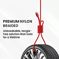POR 2157 Konnect X C-Lightning – 6A Type-C to Lightning Braided Cable | 2M | Red | 06 Months