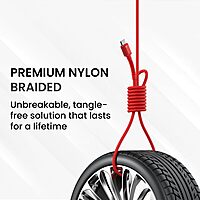POR 2157 Konnect X C-Lightning – 6A Type-C to Lightning Braided Cable | 2M | Red | 06 Months