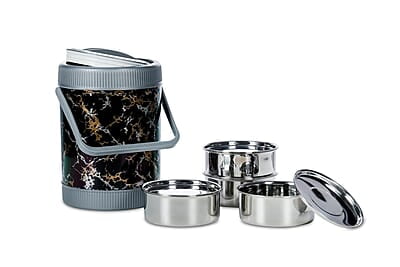 Varmora Cosmic Lunch, 700 ml- 4pc- Stainless Steel- Insulated Lunch Box- Silver