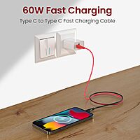 Portronics Hue X 60W Type-C Fast Charging Cable – Dual Tone | 480Mbps Data Sync | Premium Braided Cable | For Smartphones, Tablets & Laptops