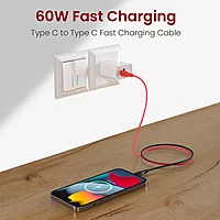 Portronics POR 3009 HUE X USB-C to USB-C Cable – 60W, Dual Tone, Braided, 1M, Black & Red