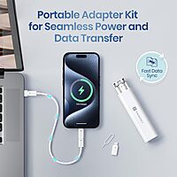 Portronics Snapcase 3 – 60W Charging Cable Kit, White. This versatile kit includes high-speed charging cables for various devices, ensuring efficient power delivery and durability for everyday use.