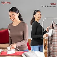 Lifelong 1250 Watt Steam Iron Press For Clothes - Handheld Garment Steamer 90Ml