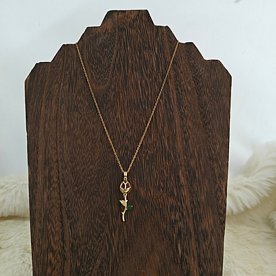 Beauty and beast | Gold and Enamel Red Rose Necklace