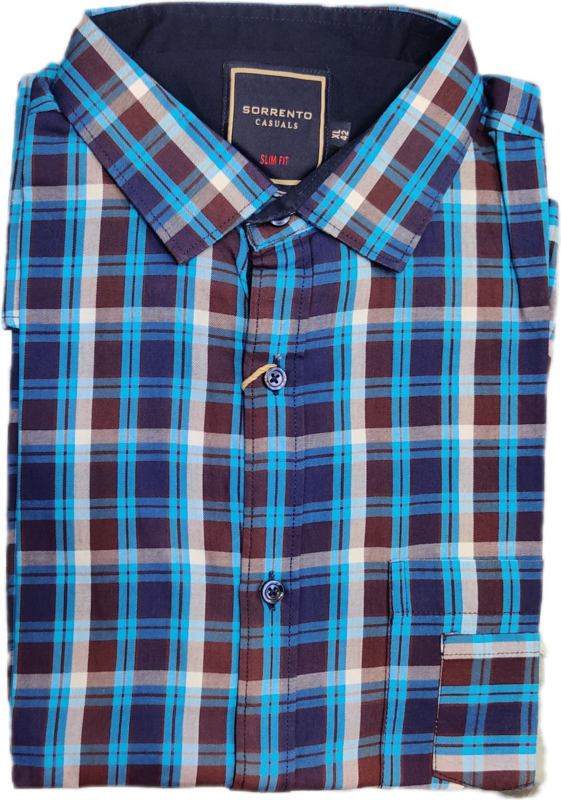 Cyan Checks Casual Shirt