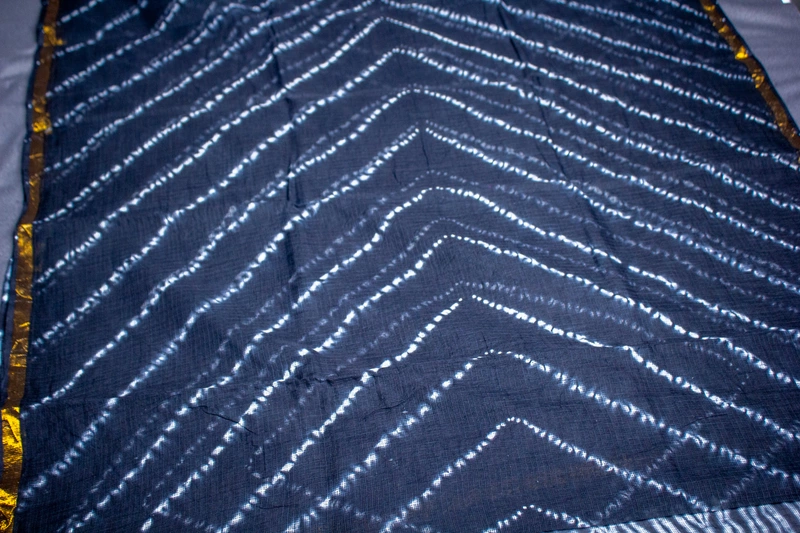 Kota Doria - Black and White Shibori Print