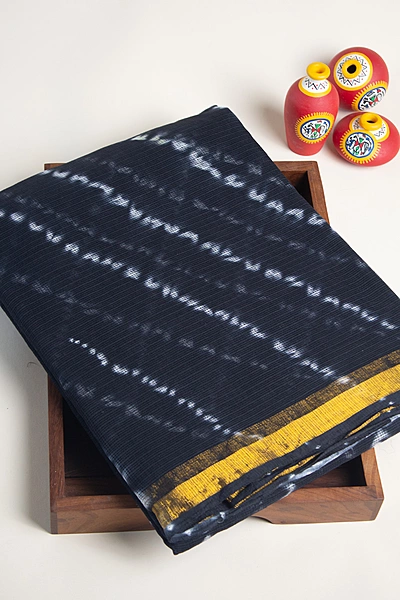 Kota Doria - Black and White Shibori Print