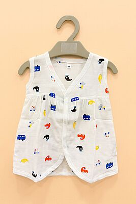 Muslin Front Button Frock – Pack of 2 - Assorted Designs Muslin Front Button Frock – Pack of 2 - Assorted Designs