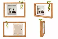 Wooden Photo Frame With Glass Vase Holder